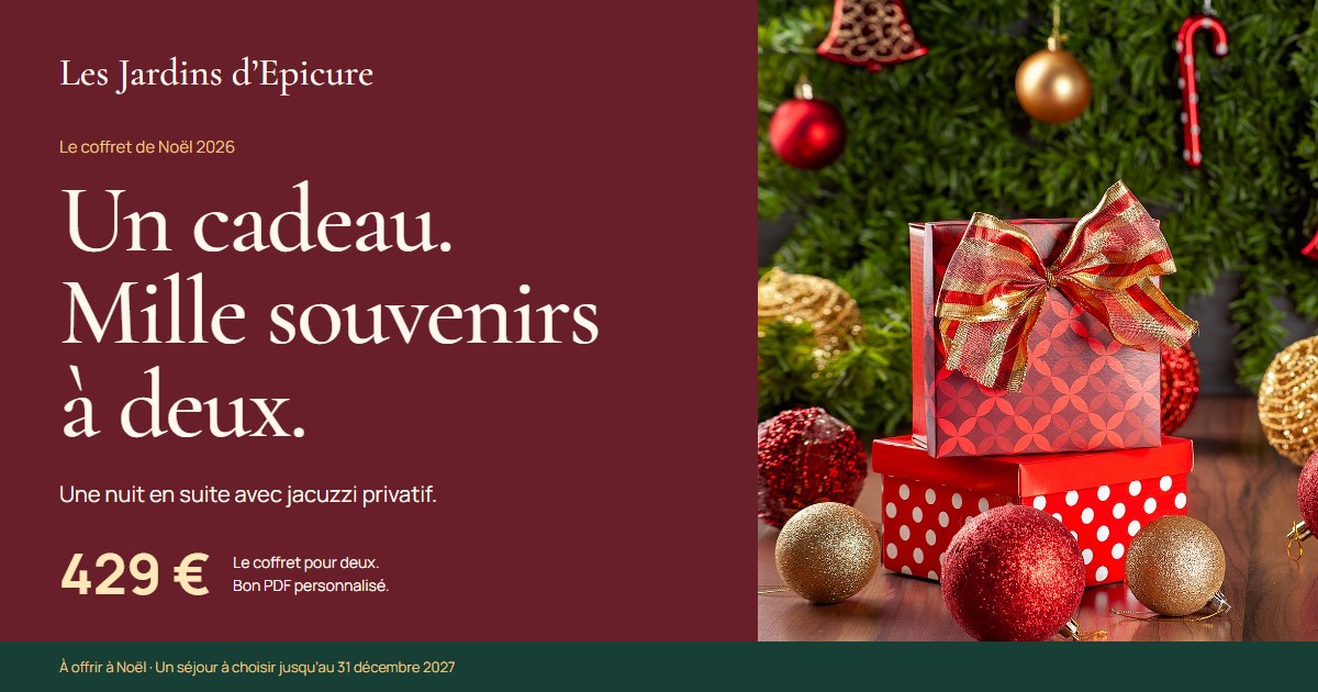 Coffret cadeau de Noël pour deux, dans une ambiance rouge et or